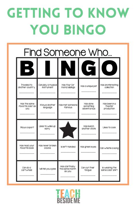 Getting to know you bingo .